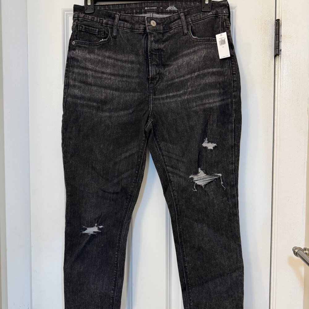 Old Navy High-Waisted Rockstar Super-Skinny Jeans – Gray Ripped Ankle-Length